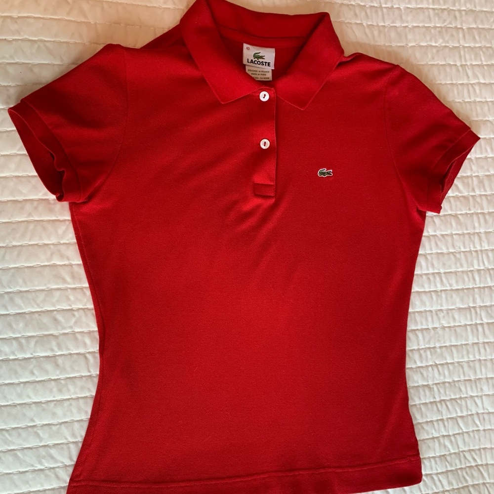 Red Lacoste preppy polo US size 4 small Euro 40